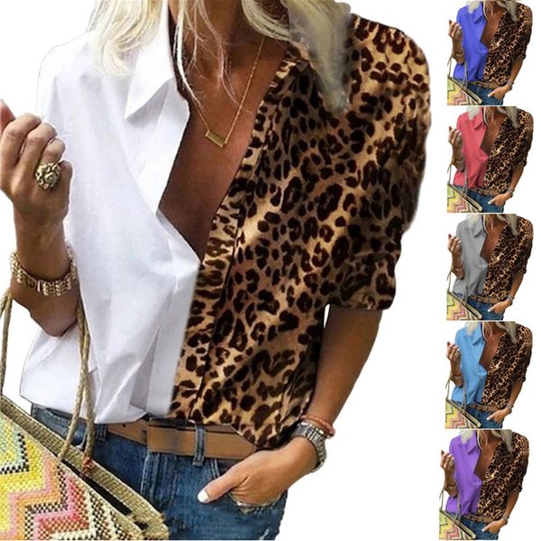 Spot street 2021 tendenza casual camicia a maniche lunghe in chiffon con camicia leopardata stampata