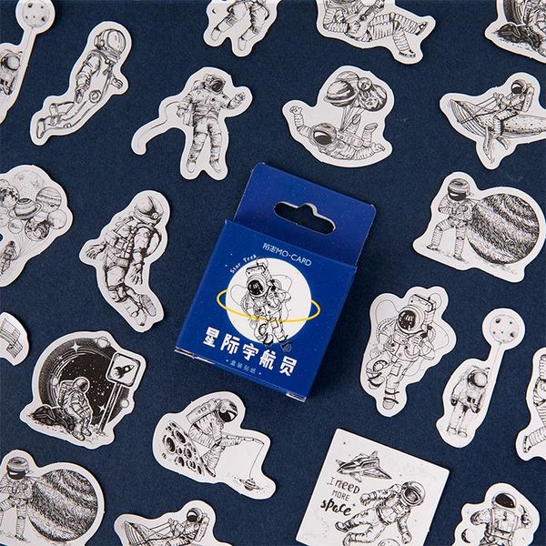 

45 pcs box outer space astronaut stickers for suitcase skateboard fridge phone car styling diy decal stationery stickers bbyval bwkf