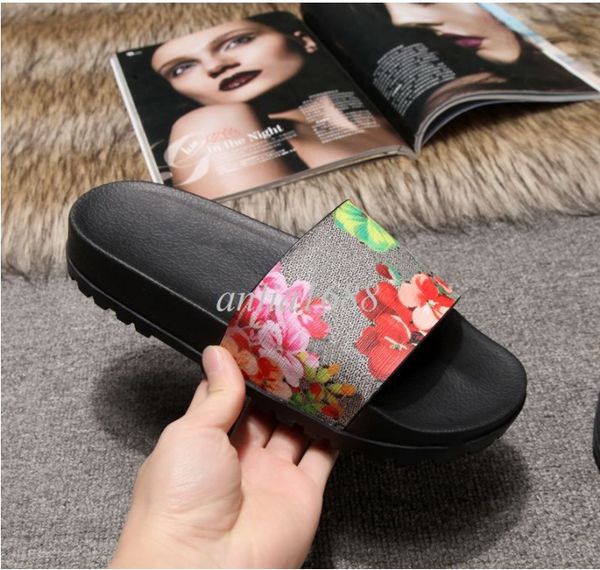 

casual ladies sandals, designer brand summer beach slippers, fashionable flowers and animal pictures, Black
