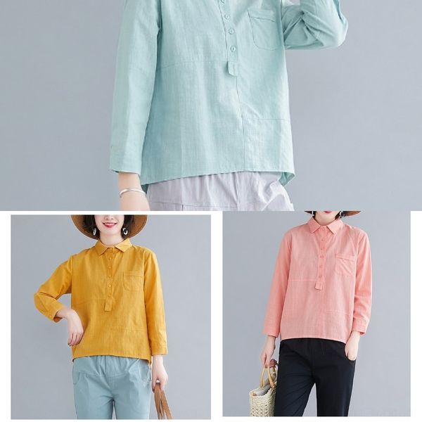 

4eip2 autumn spring spring new middle-aged literature and art and hemp women's cotton linen cotton 2020 korean version loose early line, White