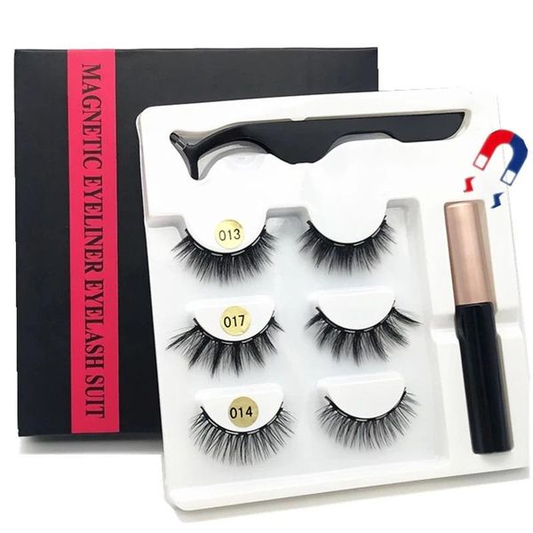 

3 pairs of magnet eyelash makeup eyelashes magnetic eyelashx eyeliner eyelash curler easy to wear thick false eyelashes dropship