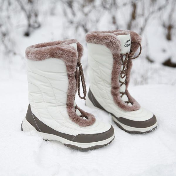 

winter long snow boots with waterproof and keep warm women oxford shoe, Black