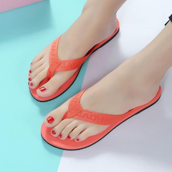 

slippers summer beach flip flops sandals women's anti-skid flat bottomed casual #g31, Black