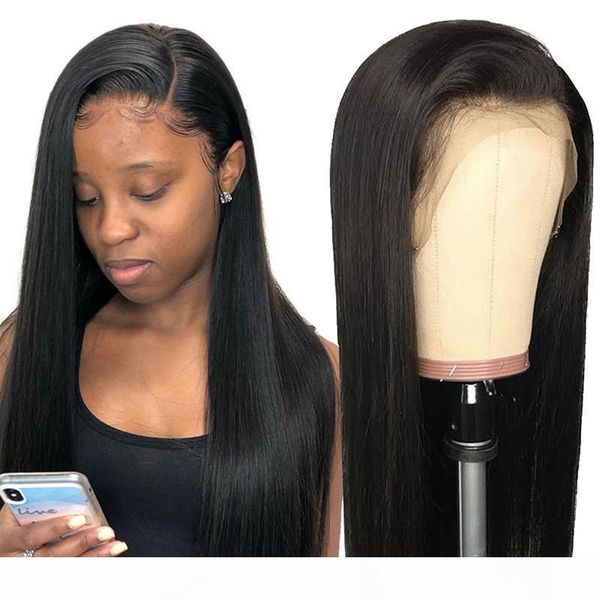 

360 frontal full lace straight human hair wigs pre plucked hairline virgin brazilian glueless 360 lace front wig for african american woman, Black;brown