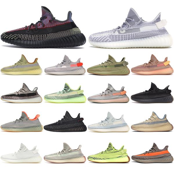 

2020 kanye west v2 running shoes clay yecheil reflective zyon sulfur linen static non-reflective asriel mens trainers sports sneakers 36-46