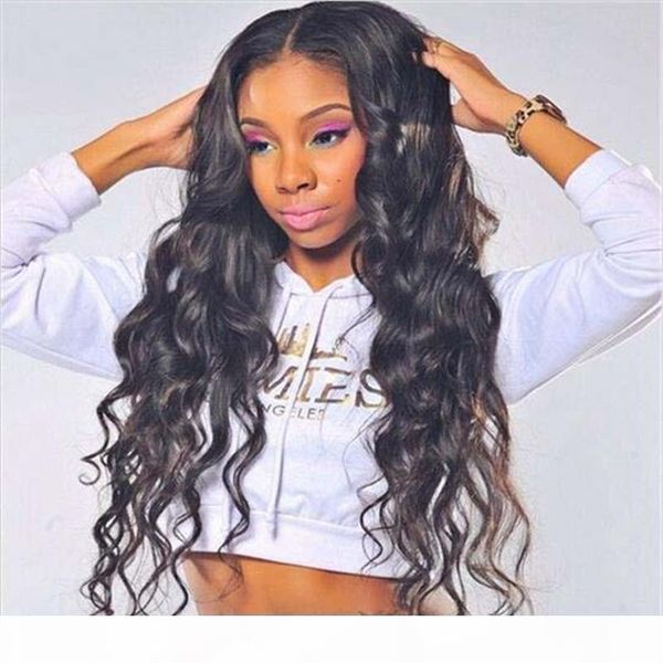 

8a human hair full lace wigs lace front wigs with baby hair loose wave brazilian human wig for black women, Black;brown