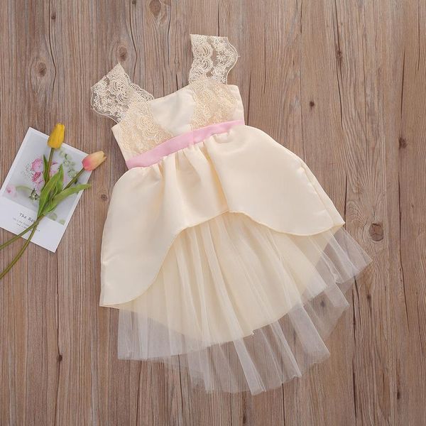 

1-7y toddler baby kid girls princess dress summer lace bow tulle tutu party wedding birthday dresses for girls jllsyh