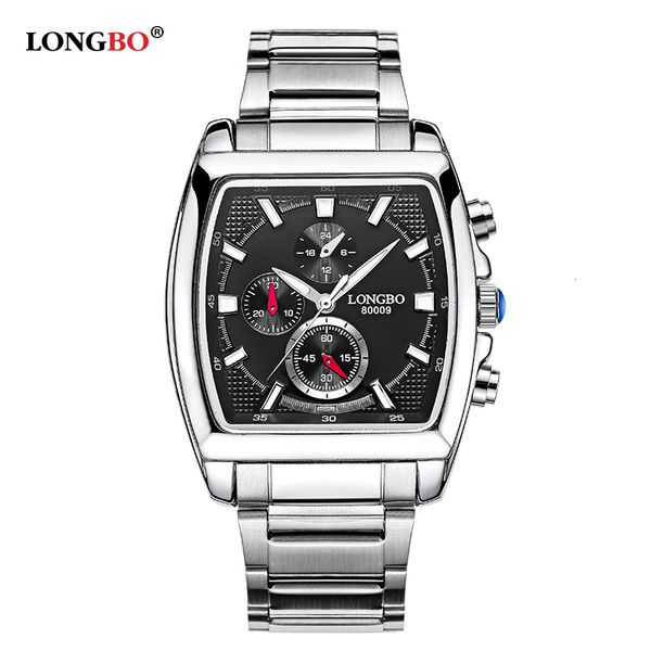 

2020 luxury longbo military men stainless steel band sports quartz watches dial clock for male leisure watch relogio masculino 80009, Slivery;brown