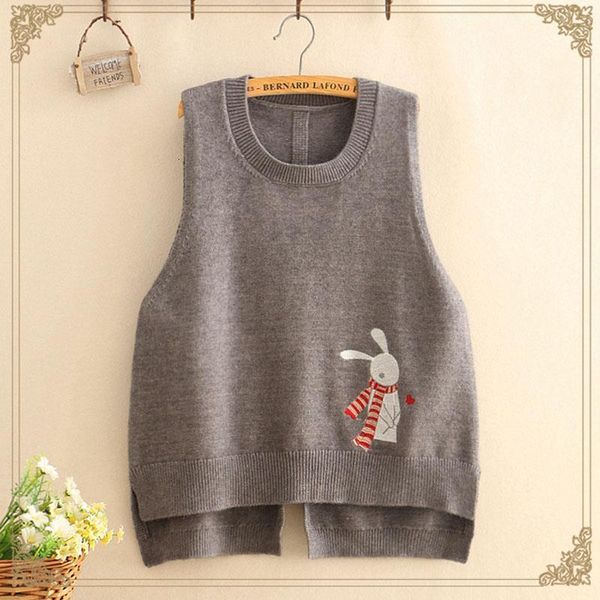 

mori girl autumn winter cartoon embroidery knitting sweater vest women solid color sleeveless female kawaii wool vest u245, White;black