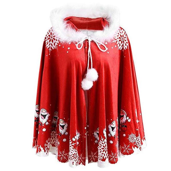 

women men santa printed festival hooded christmas ponch sleeveless winter fashion casual shopping warm outwear couple wear daily, Blue;gray
