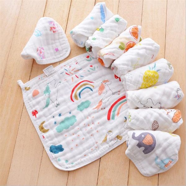 

5pcs/lot baby handkerchief square baby face towel 30x30cm 6 layers muslin gauze cotton infant face towel wipe cloth washcloth 201019