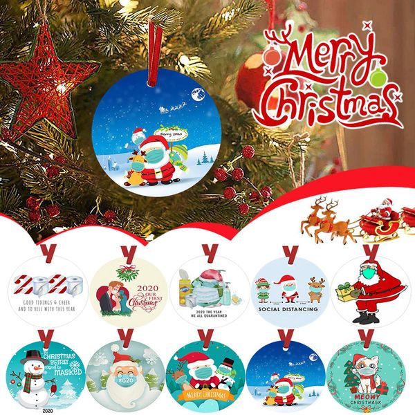

2020decoraciones de navidad christmas decorations for home wearing mask ornaments,2020 badly,but merry christmas tree decoration wmtqlb