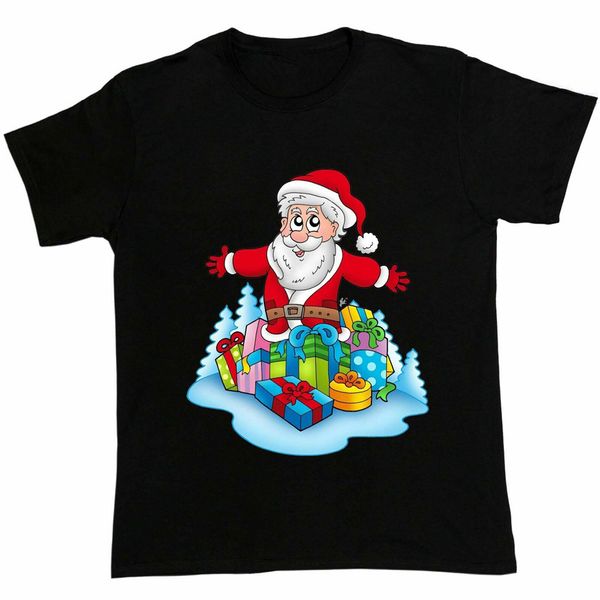 

santa with piles of christmas gifts & presents father christmas mens t-shirt printed tee shirt sport hooded sweatshirt hoodie