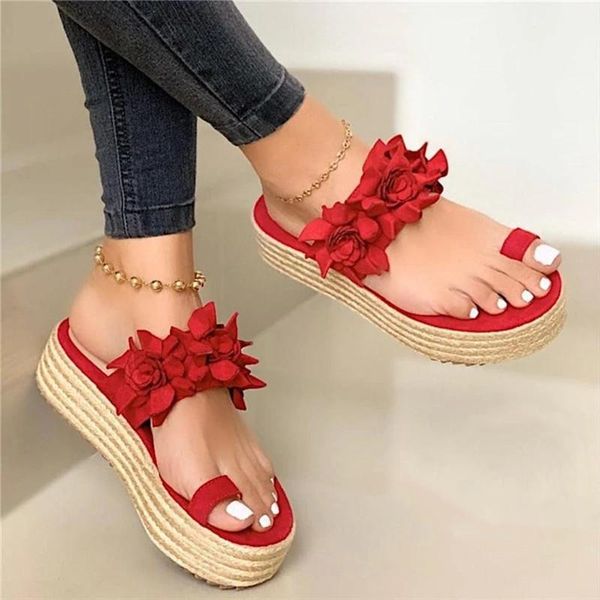 

2020 woman sandals platform flower slippers casual beach flip flops sandals women summer high heel sandal ladies, Black