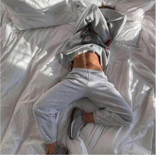 

casual women's loose and low waisted sports pants, Black;gray