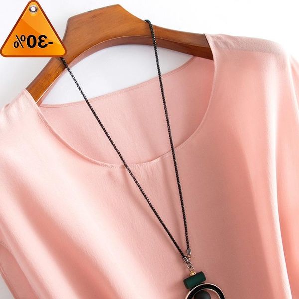 

new arrive summer 100% silk office lady blouse short sleeved, White