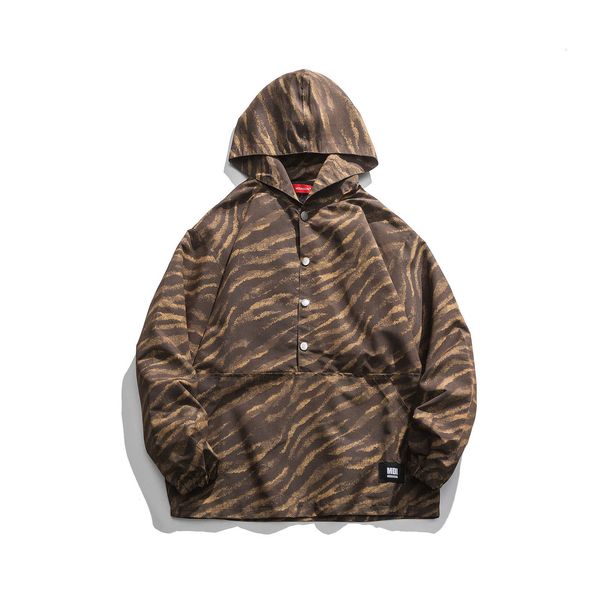 

classic 2021 spring new loose hooded fashion men's tiger casual jacket, Black;brown