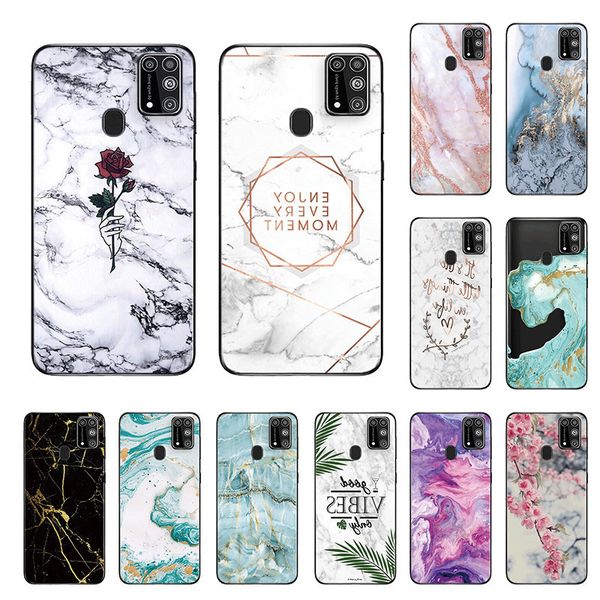 

m31s silicon transparent cover for samsung galaxy m31 s sm-m315 marble case protection skin camera celular