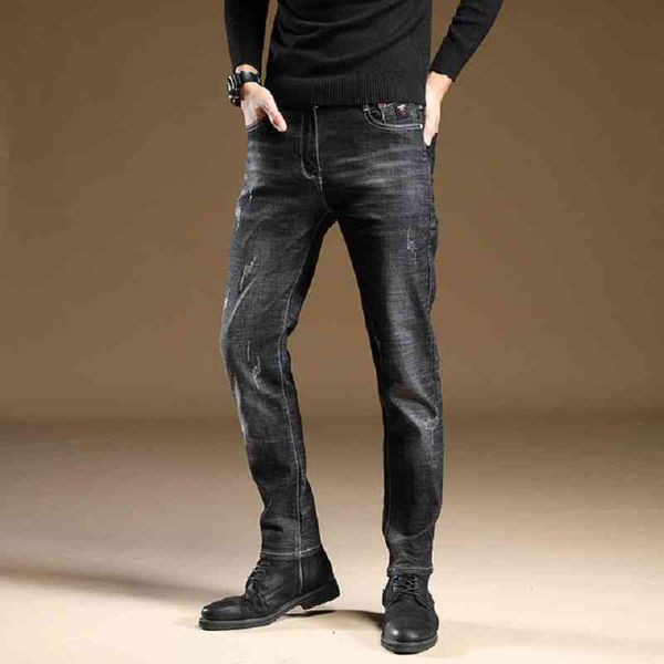 

tide brand blue black jeans men autumn winter slim fit jean pants elastic casual wear streetwear young mens dropshipping