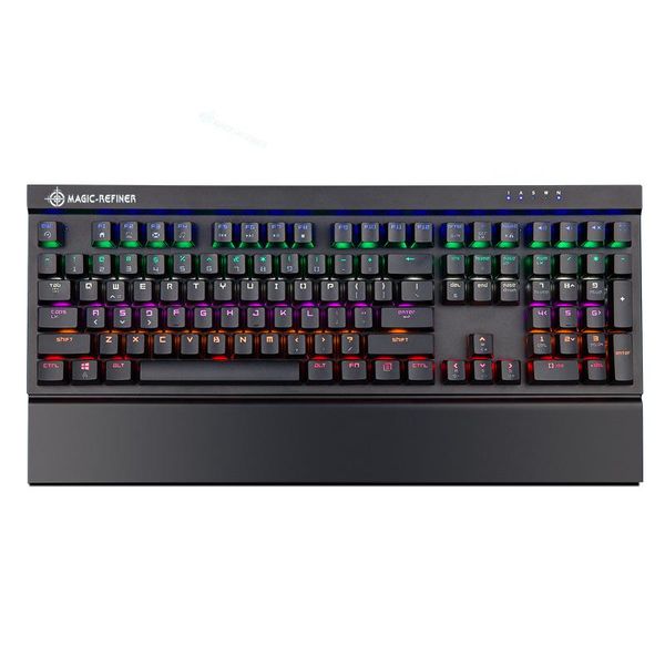 

mechanical gaming keyboard gamer with wrist rest 104 keys blue switch usb wired keybaord rgb backlight for pc/laptop