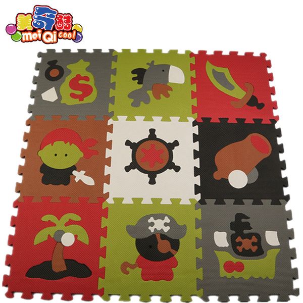 Mei Qi Cool 9 Pcs / Set Seguro EVA Foam Puzzle Cartoon Children 30 * 30 * 1.0cm Soft Interlocking Chlow Baby Play Mat LJ201114