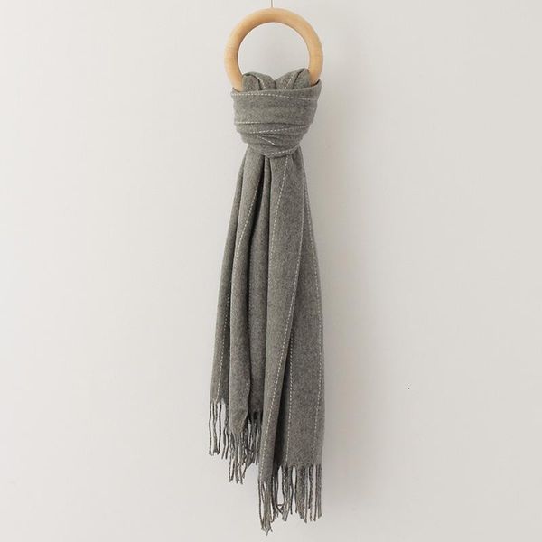 

2020 new arrival grey pinstripe scarf with tassel women winter thick warm acrylic blanket scarves shawl wraps faux cashmere, Blue;gray