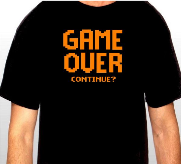 

новая o шеи стильный game over, продолжить геймер аркада смешные повседневные рубашки топы большие скидки tee спорт толстовка с капюшоном h