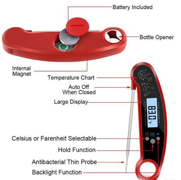 

digital meat waterproof instant read thermometer calibration and backlight function thermometers dhb469
