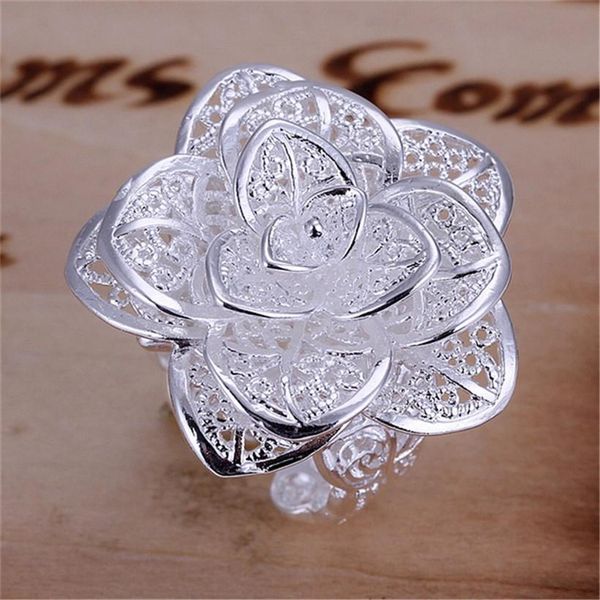 

the new silver color charm female flower ring women lady new party ring gift classic style h sqcivx