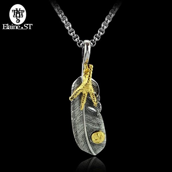 

pendant necklaces large feather necklace gold claw goro's male long woodland wedding & pendants jewelry, Silver