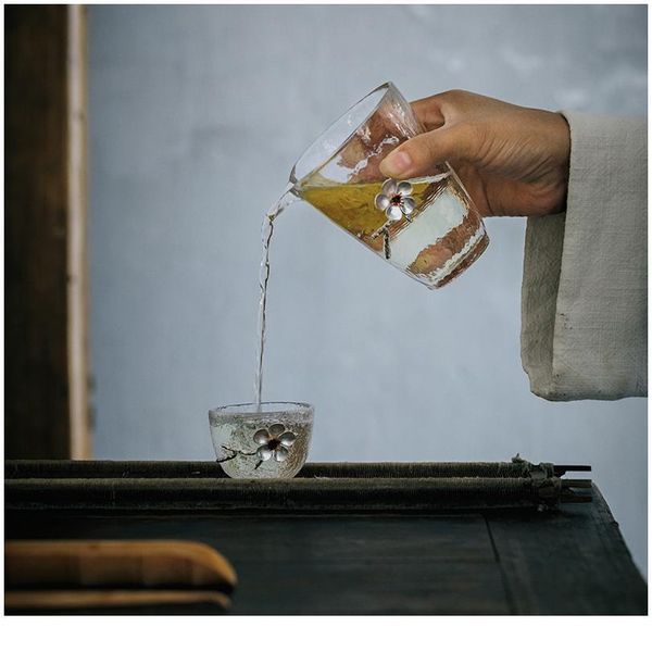 

1pc glass tea cup chinese kungfu tea set porcelain teacup tea accessories puer cup tin system small b sqclie