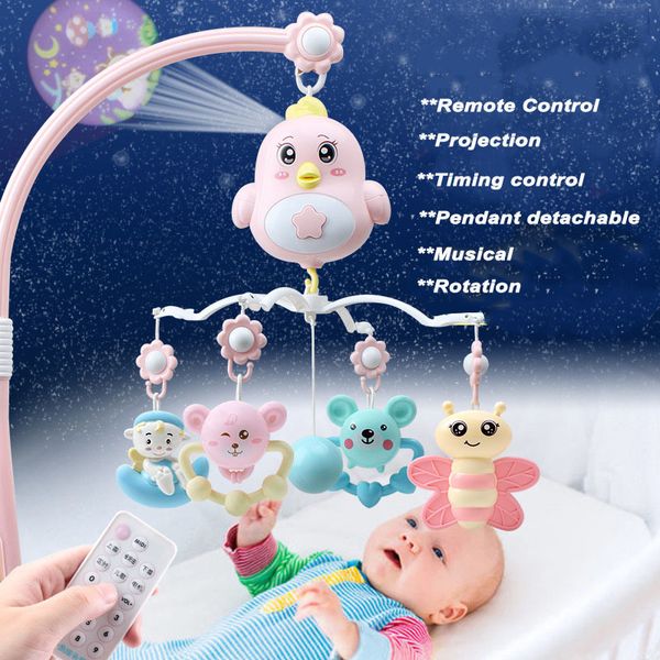 

baby crib mobile with remote controll music box night light rotate newborn sleeping bed toys infant rattle baby toys 1020