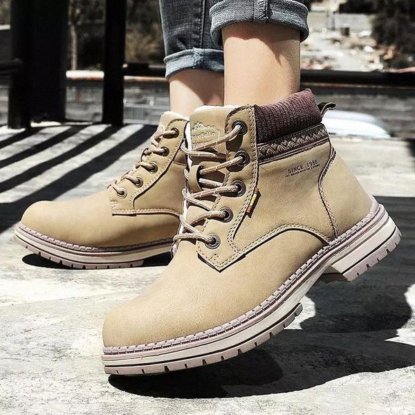 

2020 new women boots high waterproof boots lace-up outdoor casual shoes ladies ankle non-slip thick bottom booties #k60c