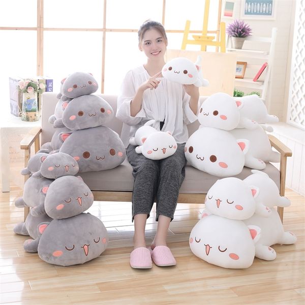 

35-65 kawaii lying cat plush toys stuffed cute cat doll lovely animal pillow soft cartoon toys for children girls christmas gift y200723