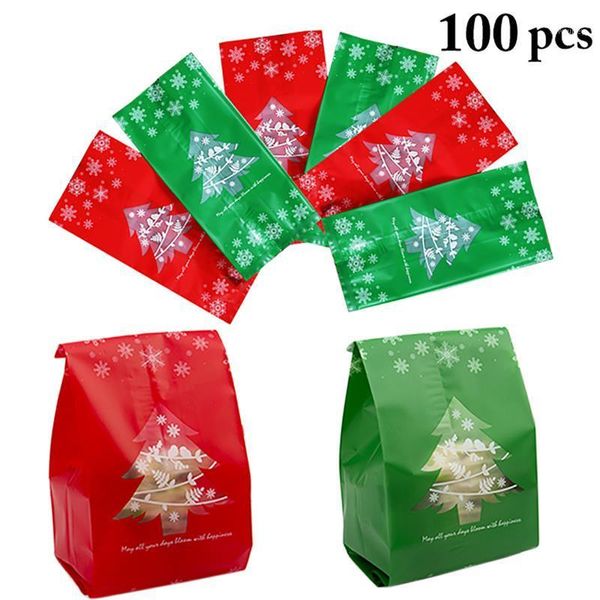 

gift wrap 100pcs merry christmas bags xmas tree packing happy year 2021 candy navidad cookie bag1