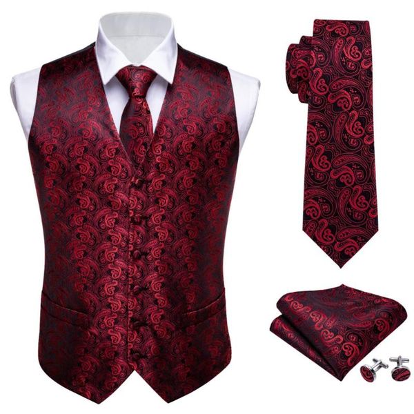 

мужская tie классический красный paisley jacquard silk жилет жилеты handkerchief партия свадьбы tie жилет костюм платок набор barry.wang, Black;white