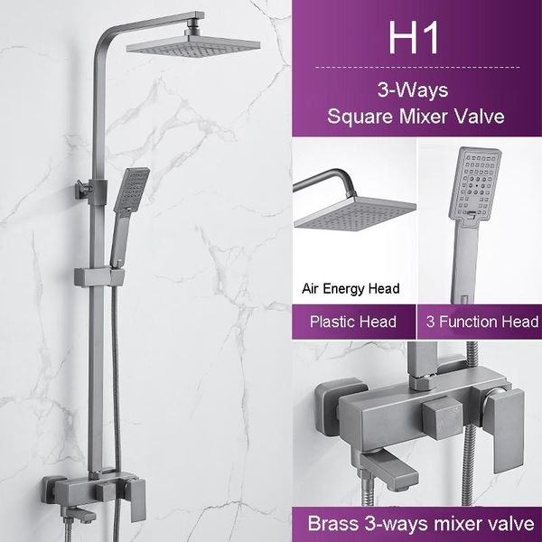 

poiqihy bathroom shower set frosted grey in wall shower faucet booster shower head gray bath system mixer valve bbyqbj lipper