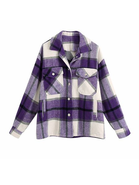 

2021 new classic vintage chess plaid shirt thick jacket drop clothes for casual women all-match jackets mmiv, Black