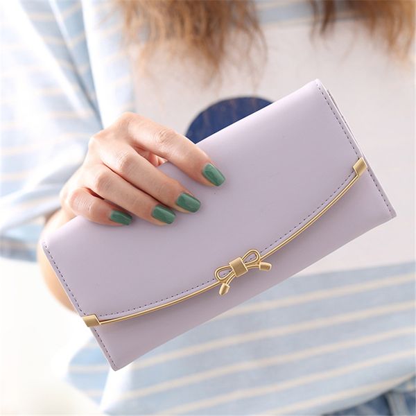 

2020 new ladies women's long buckle wallet big bill holder multifunction large capacity bow cute clutch women