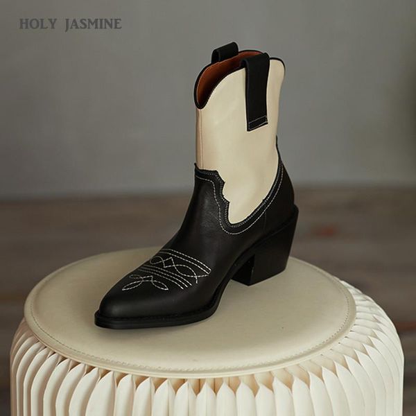 

boots real leather fashion 2021 winter genuine retro carved texture women knight ankle rubber high (5cm-8cm), Black