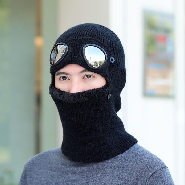 

balaclava hee weel warter вязаные шляпы очки ветрозащитные холодные шары шапочки зимние шляпы мужчины женские кепки черепочки капота лыжные, Black;white