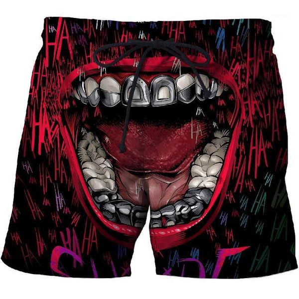 

2020 new clown mouth 3d printed beach shorts men shorts 3d plage summer swimwear quick dry pants board drop ship1, White;black