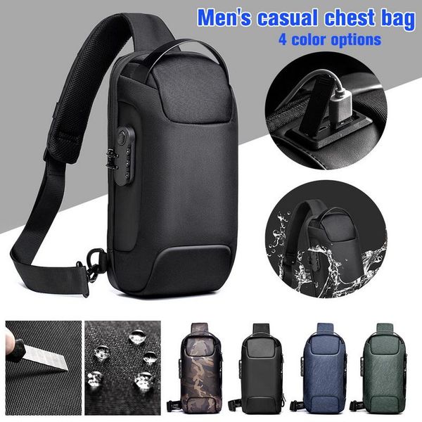 

outdoor bags men's waterproof usb oxford crossbody bag anti-theft shoulder sling multifunction short travel messenger chest pack for ma