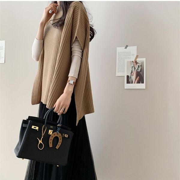 

autumn and winter vertical stripe loose short sleeve t-shirt south korea thick needle cloak medium cloak t-shirt shawl long sweater shawl ca, White;black