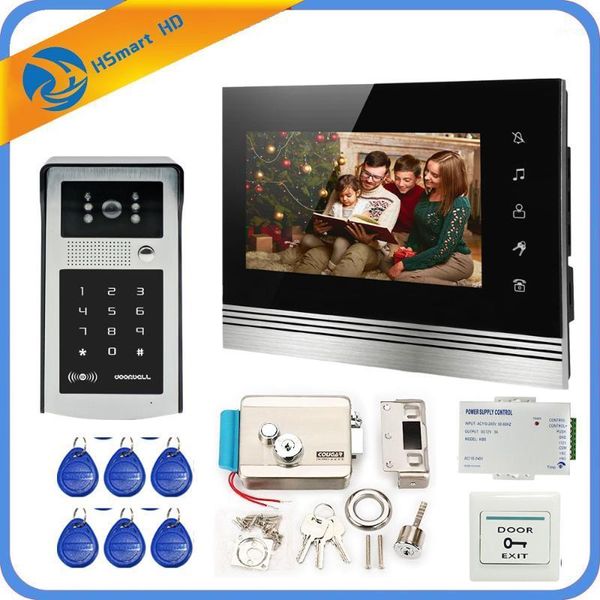 

7'' wired video door phone system 1 indoor monitor hd outdoor camera support rfid password unlock visual intercom doorbell1