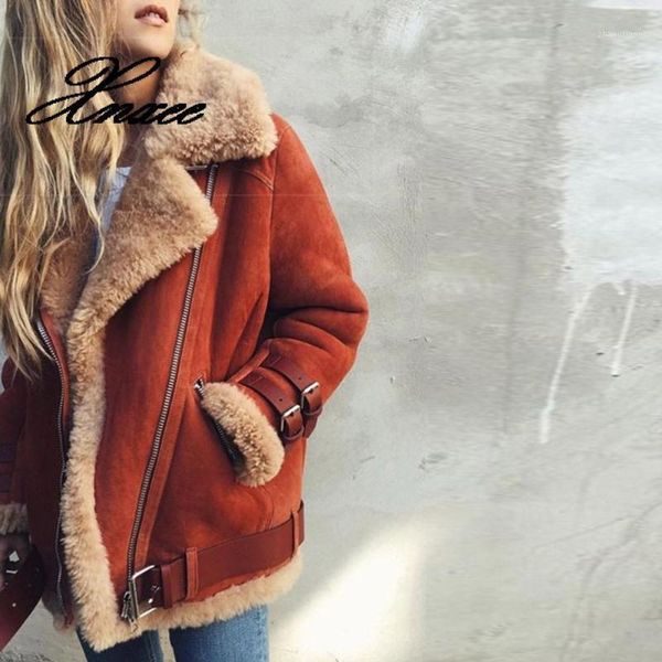 

winter coat suede leather faux fur jacket women plus size 5xl fashion thicken warm zipper motorcycle jackets casual overcoat1, Black;brown