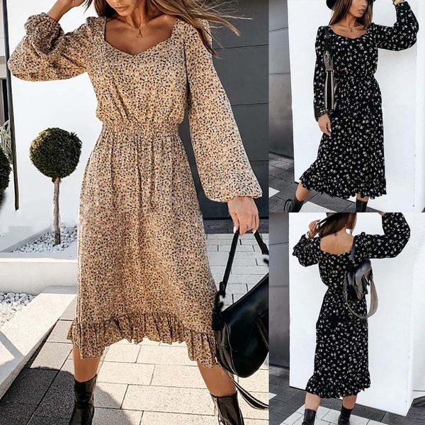 

women fashion dress floral print dresses long sleeve party dress vestidos sukienki vestido primavera verano, Black;gray
