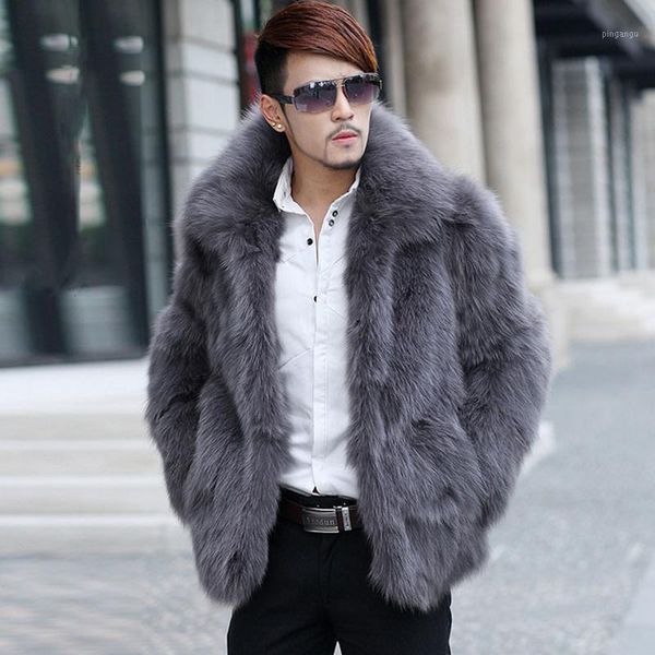 

fashion mens fur coats luxury gray solid slim leather jackets outerwear parka oversized overcoat big size xxxl 2b12721, Black