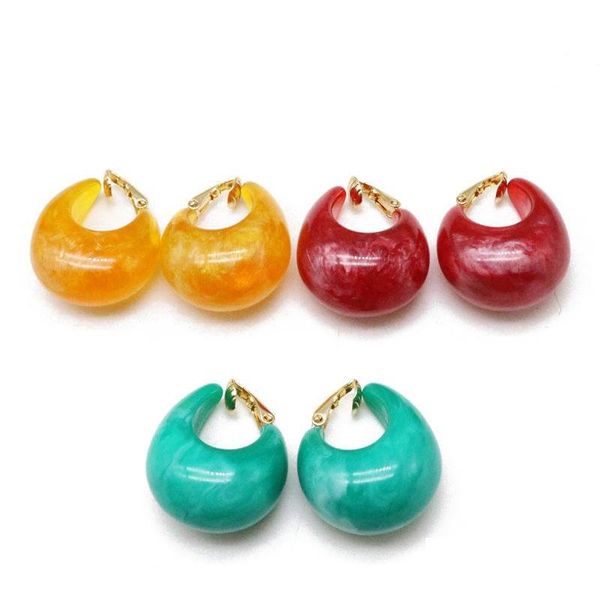 

shipping new arrivals elegant cute yellow red light blue colors resin sweet clip earring, pretty new design clip earring for mlyms, Silver