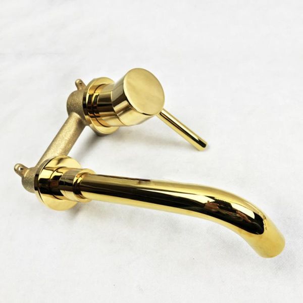

yiyu brand all copper gold dark cold and water facebasin faucet wire drawing gold single rotary faucet